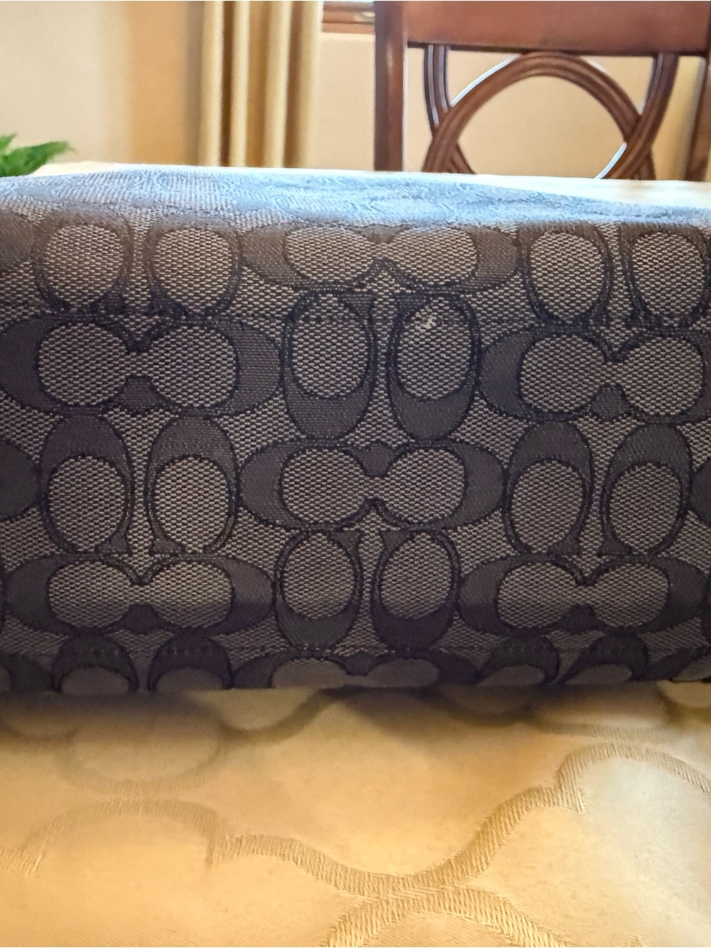 LIKE NEW COACH Monogram Canvas Tote in Gray and Black - Picture 2 of 7